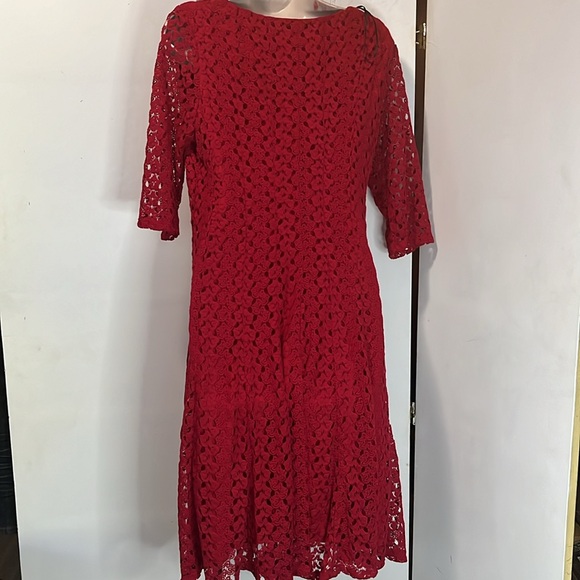 New Rabbit Rabbit Rabbit Design 3/4 Sleeve Lace Fit + Flare Dress - Picture 2 of 4